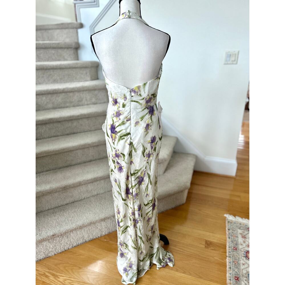 NWT Azazie Atelier Leora Tulip Print White Halter Maxi Dress - Picture 3 of 8